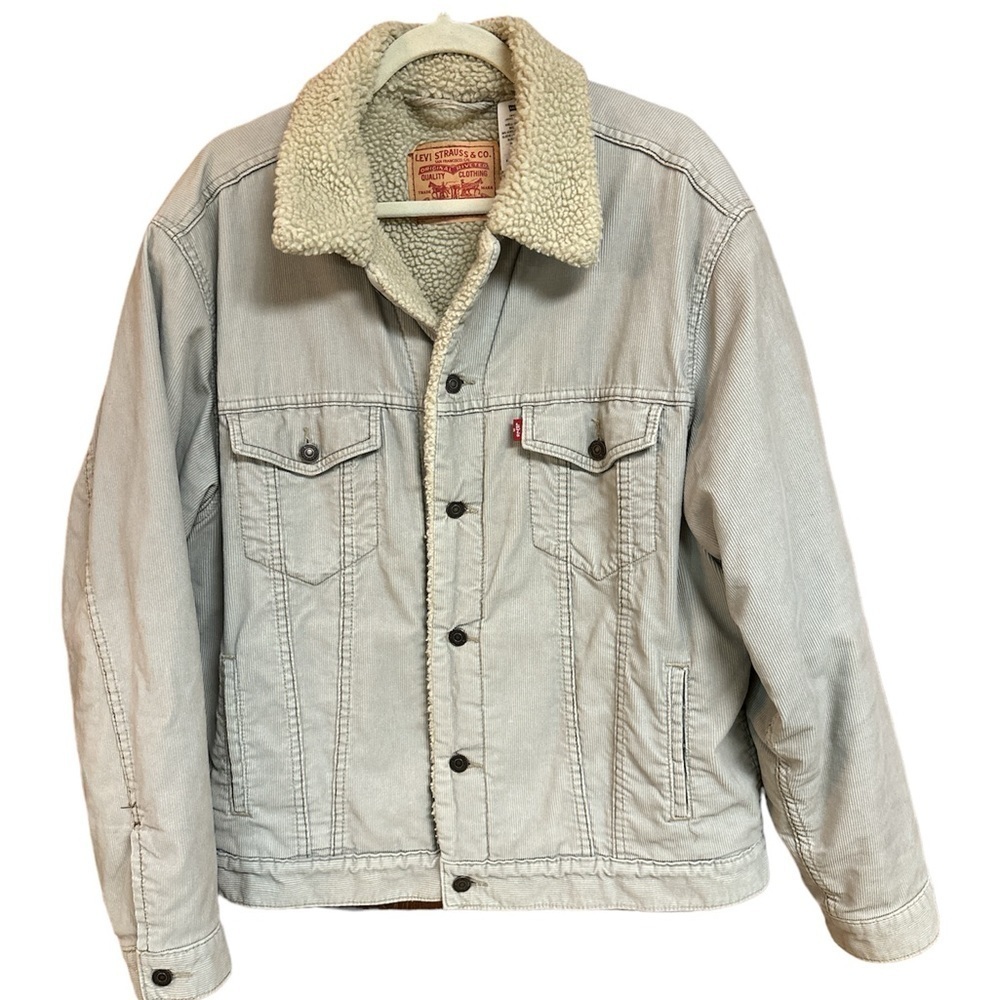 Levi Strauss & Co. Beige Corduroy Sherpa Lined Trucker Jean Winter Jacket L